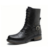 Udobne čizme od prave kože s vezicama i unutarnjim patentnim zatvaračem