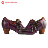 Ručne cvjetne kožne cipele retro stila