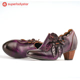 Ručne cvjetne kožne cipele retro stila