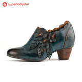 Ručne cvjetne kožne cipele retro stila