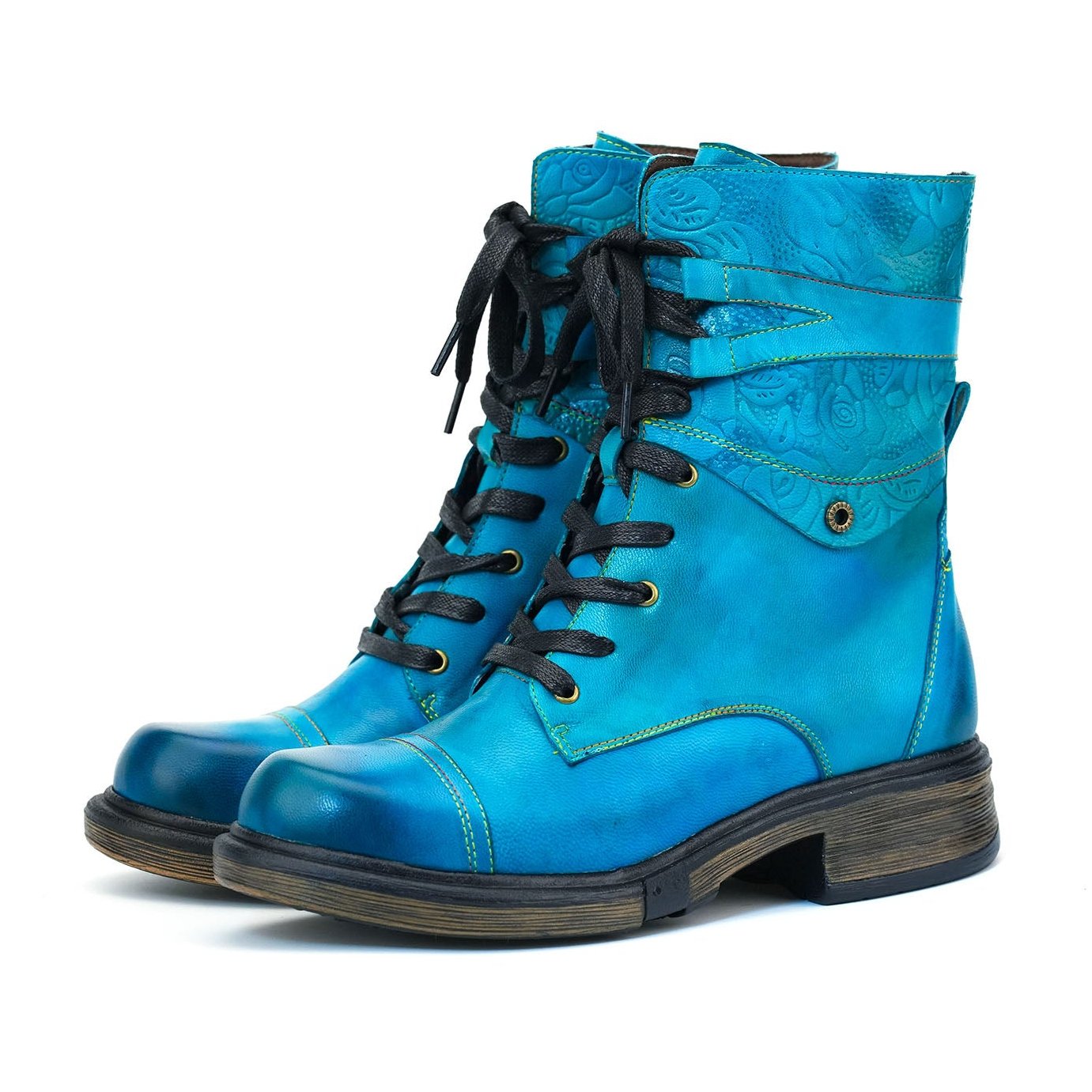 Udobne čizme od prave kože s vezicama i unutarnjim patentnim zatvaračem