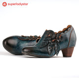 Ručne cvjetne kožne cipele retro stila