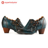 Ručne cvjetne kožne cipele retro stila