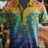 Vintage umjetnost apstraktni šareni cvjetni print casual polo majica