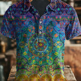 Vintage umjetnost apstraktni šareni cvjetni print casual polo majica