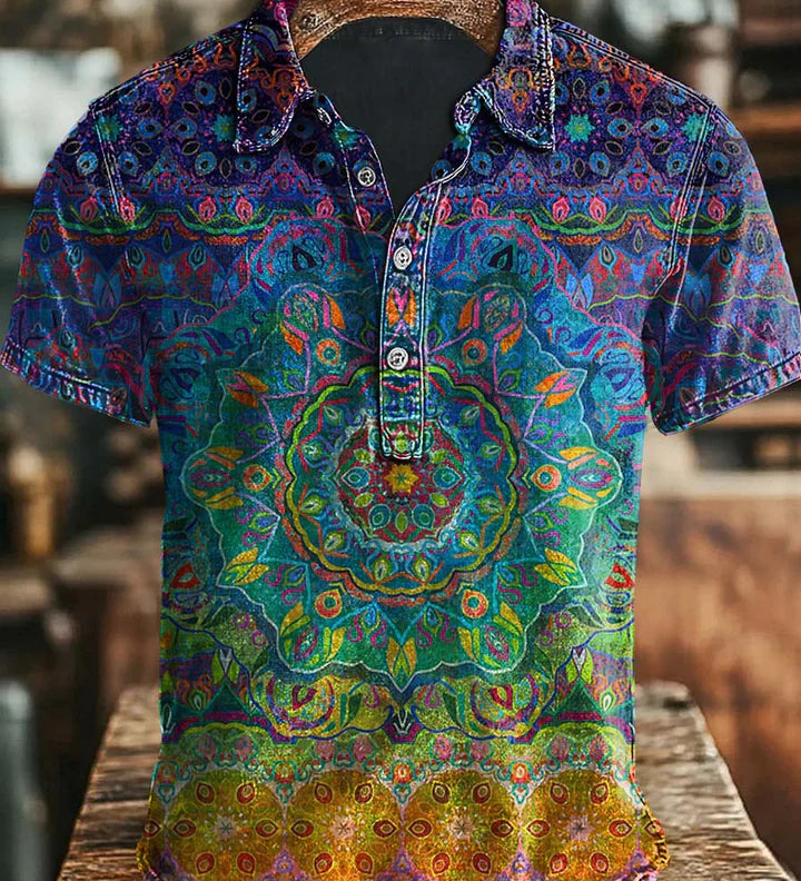 Vintage umjetnost apstraktni šareni cvjetni print casual polo majica