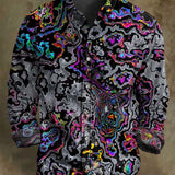 Šarena apstraktna kontrastna print casual košulja s dugim rukavima