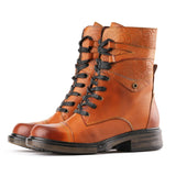 Udobne čizme od prave kože s vezicama i unutarnjim patentnim zatvaračem